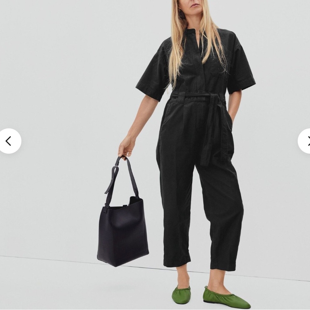 Everlane Black Short-Sleeve Utility Jumpsuit